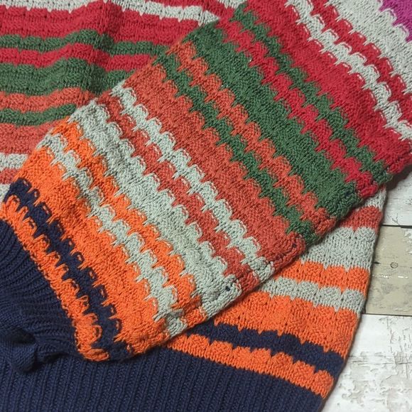 La biz ribbed knit colorful horizontal stripe Crewneck sweater - Picture 2 of 6